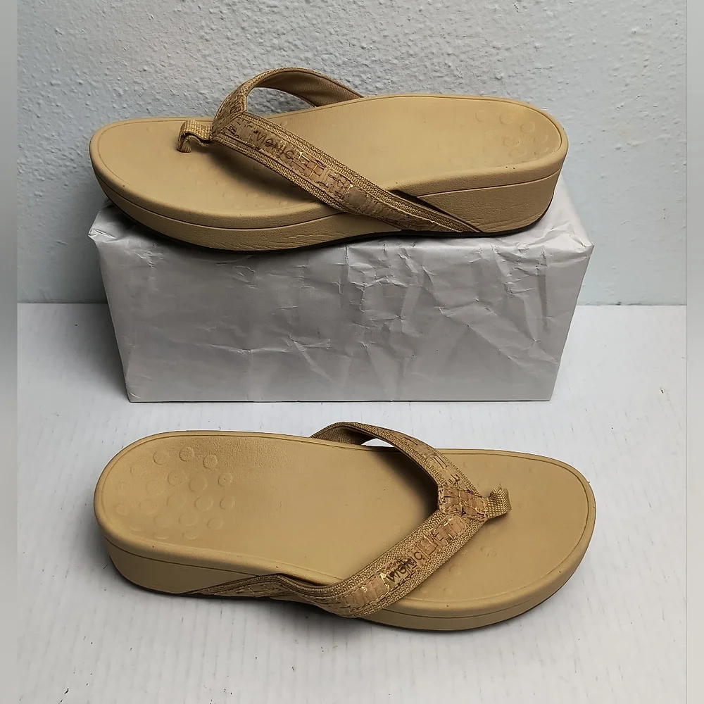 Vionic High Tide II Platform Podiatrist Thong Flat Sandal 9 Wide Arch Support